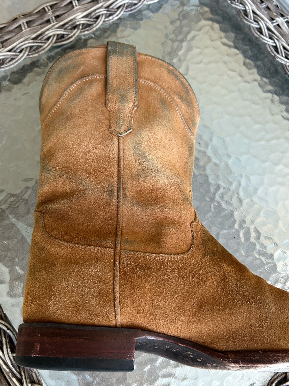 Men’s TECOVAS “Shane” Suede Leather Roper Western Boots sz 11 D - Picture 7 of 12